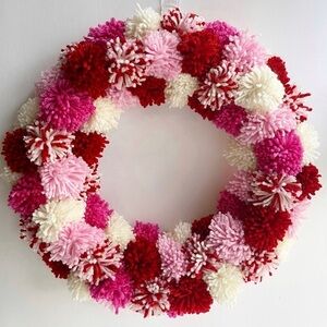 Handmade Pink Pom Pom Wreath
